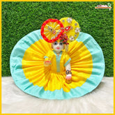 Coton Plain Yellow & Sea Green Laddu Gopal Poshak